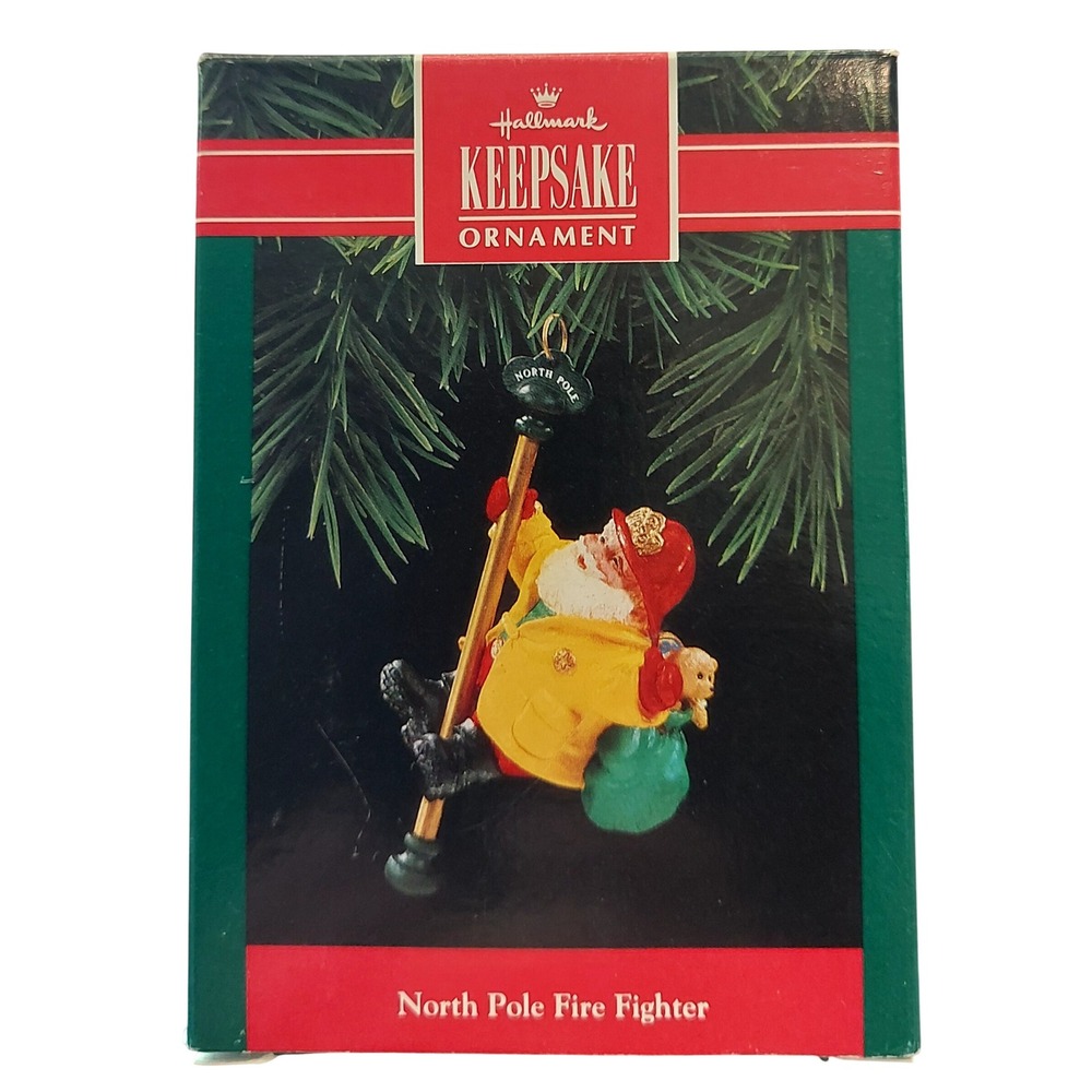 Vintage Hallmark Keepsake Ornament 1992 North Pole Fire Fighter Santa Claus